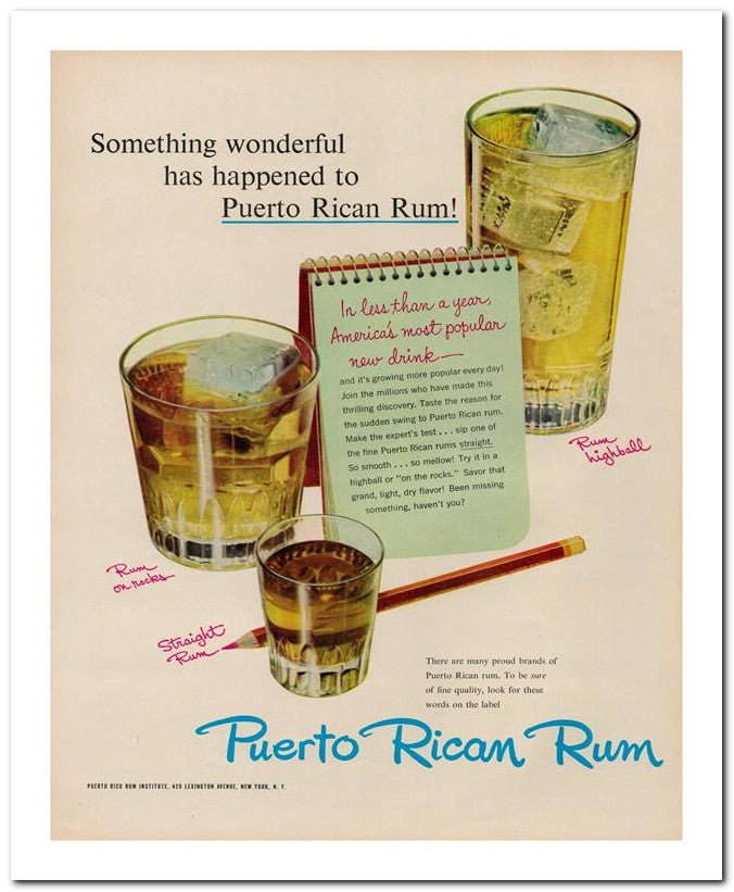 8x10 Vintage Ad 1950 Puerto Rican Rum 02062501261