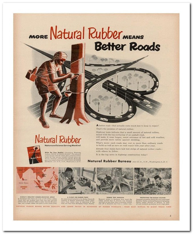 8x10 Vintage Ad 1950 More Natural Rubber Means 02062501321
