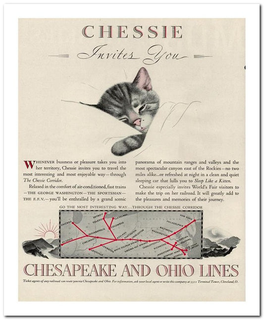 8x10 Vintage Ad 1939 Chesapeake And Ohio Lines 02062501322