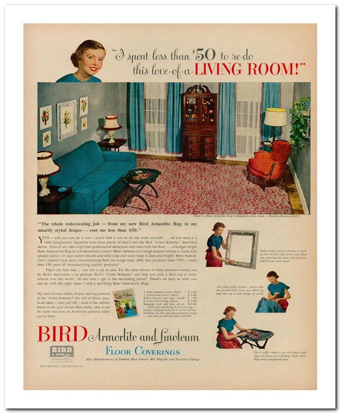 8x10 Vintage Ad 1950 This Love Of A Living Room 02062501349