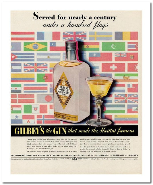 8x10 Vintage Ad 1939 Gilbey's The Gin That Mad E The Martini Fam 02062501498