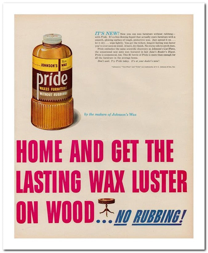 8x10 Vintage Ad 1951 Lasting Wax Luster 02062501517