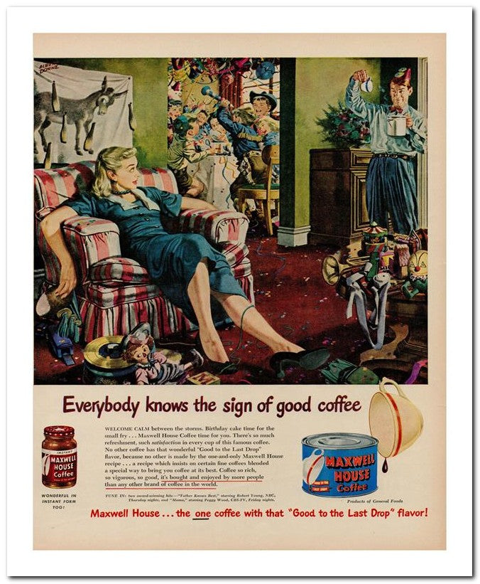 8x10 Vintage Ad 1951 Everybody Knows The Sign Of Good Coffee 02062501521