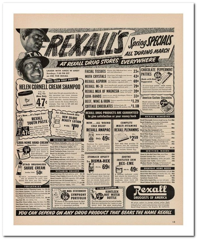 8x10 Vintage Ad 1951 Rexalls 02062501576