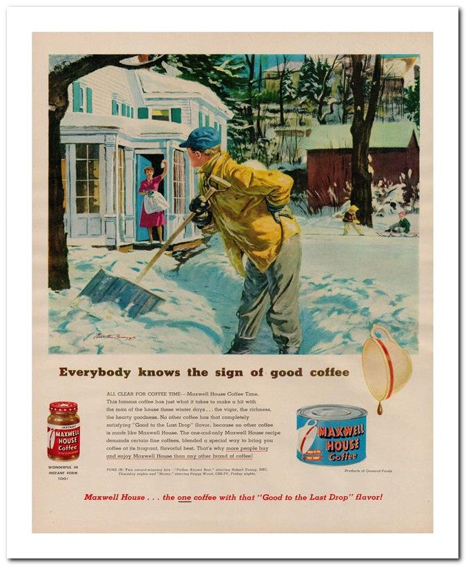 8x10 Vintage Ad 1951 Everybody Knows The Sign Of Good Coffee 02062501629
