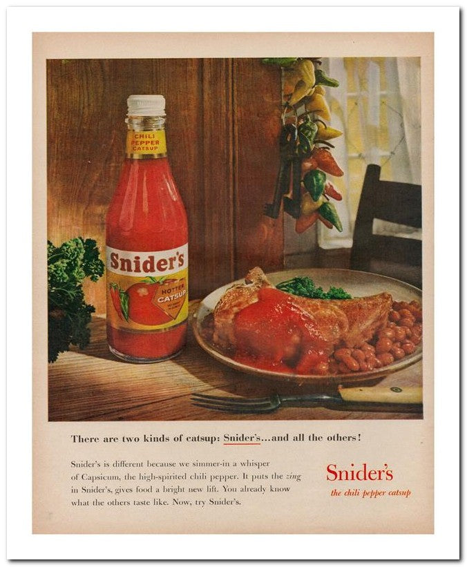 8x10 Vintage Ad 1960 There Are Two Kinds Of Catsup Snider's And 02062501672