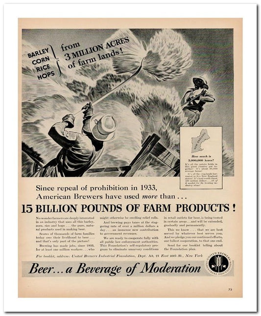8x10 Vintage Ad 1939 Beer A Beverage Of Moderation 02062501696
