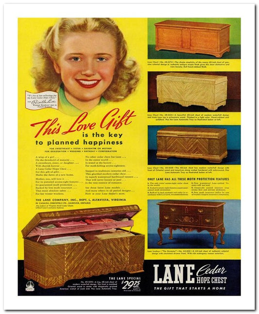 8x10 Vintage Ad 1939 Lane Cedar Hope Chest 02062501707