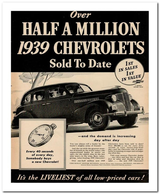 8x10 Vintage Ad 1939 1939 Chevrolets 02062501773