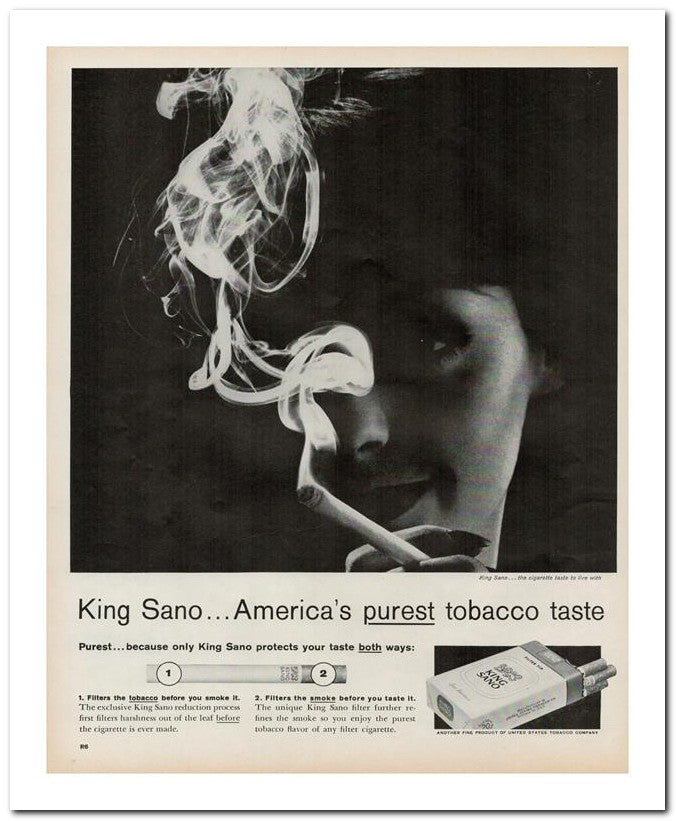 8x10 Vintage Ad 1962 King Sano America's Purest Tobacco Taste 02062501811