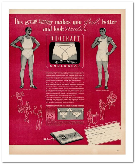 8x10 Vintage Ad 1939 Action Support Makes You Feel Better 02062501828