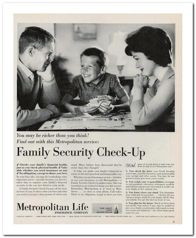 8x10 Vintage Ad 1963 Family Security Check Up 02062501842