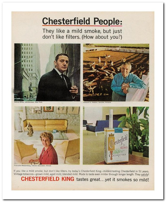 8x10 Vintage Ad 1964 Chesterfield People 02062501897