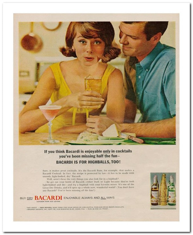 8x10 Vintage Ad 1964 Buy Dry Bacardi Enjoyable Always And All Wa 02062501926