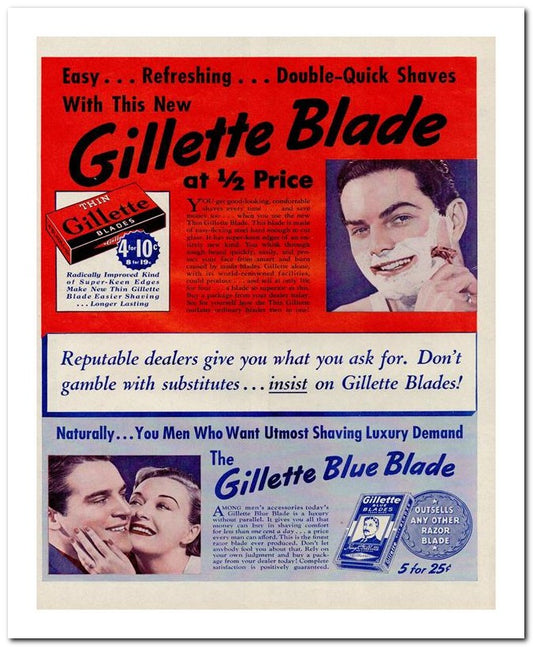 8x10 Vintage Ad 1939 Gillette 02062501927