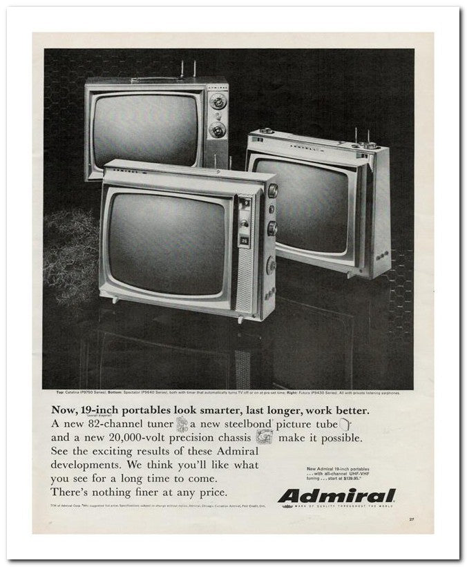 8x10 Vintage Ad 1964 Now 19 Inch Portables Look Smarter Last Lon 02062501987