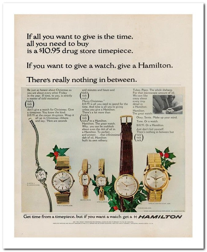 8x10 Vintage Ad 1964 If You Want To Give A Watch Give A Hamilton 02062502132