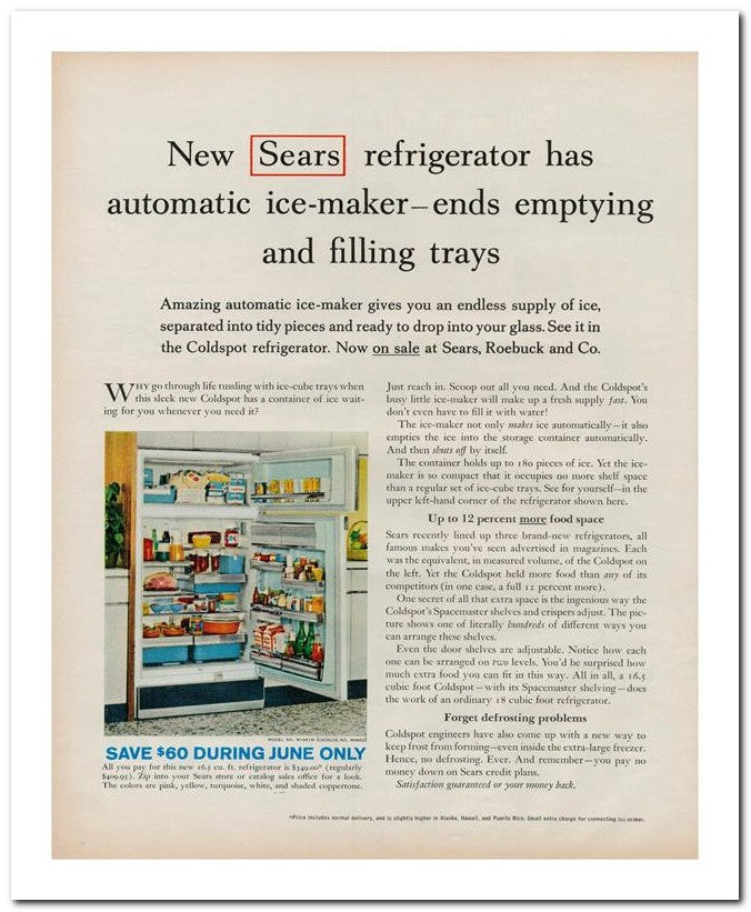 8x10 Vintage Ad 1964 Automatic Ice Maker Ends Emptying 02062502211