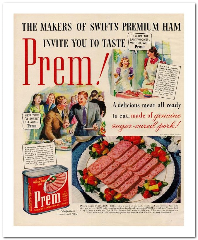 8x10 Vintage Ad 1940 Prem 02062502224
