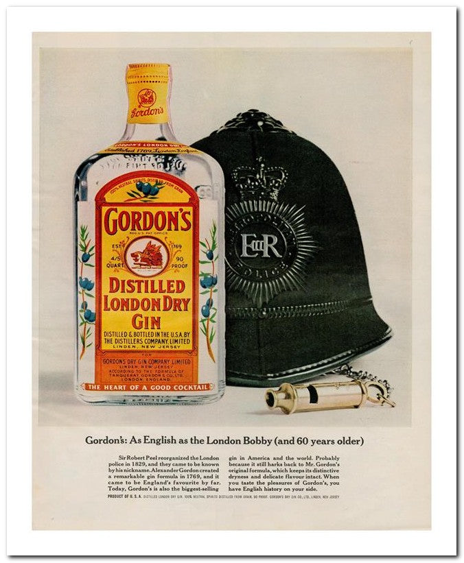 8x10 Vintage Ad 1964 Gordon's As English As The London Bobby And 02062502237