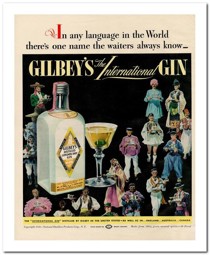 8x10 Vintage Ad 1940 Gilbey's Nternational Gin 02062502246