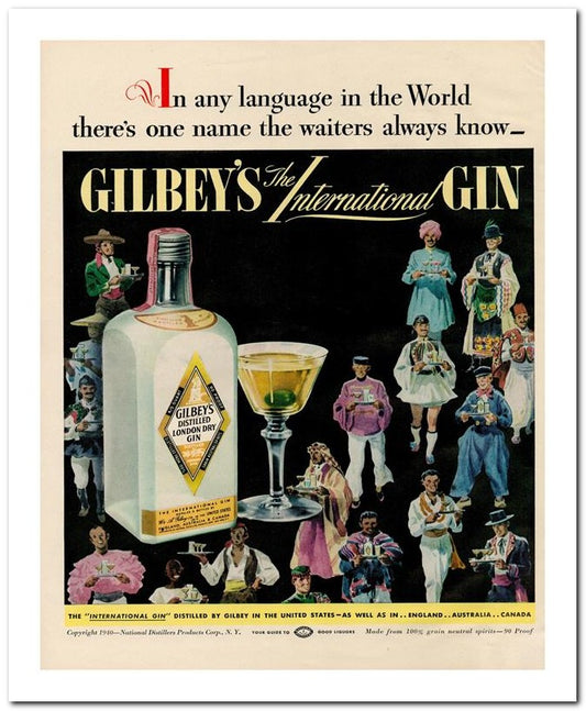 8x10 Vintage Ad 1940 Gilbey's Nternational Gin 02062502246