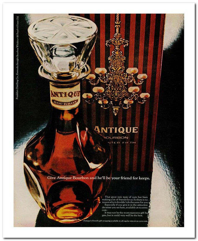 8x10 Vintage Ad 1966 Give Antique Bourbon And He Ll Be Your Frie 02062502403