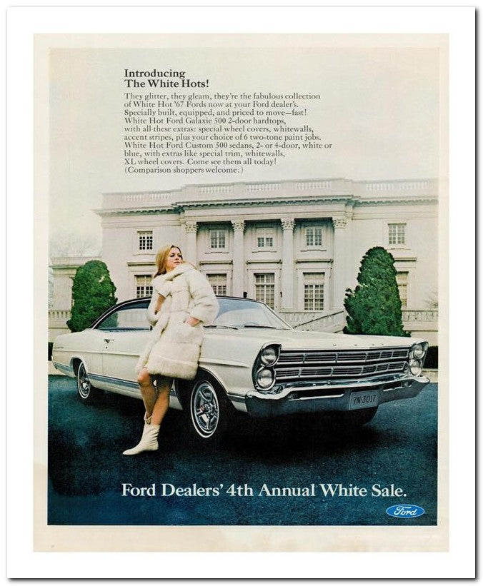 8x10 Vintage Ad 1967 Ford Dealers 4th Annual White Sale 02062502426