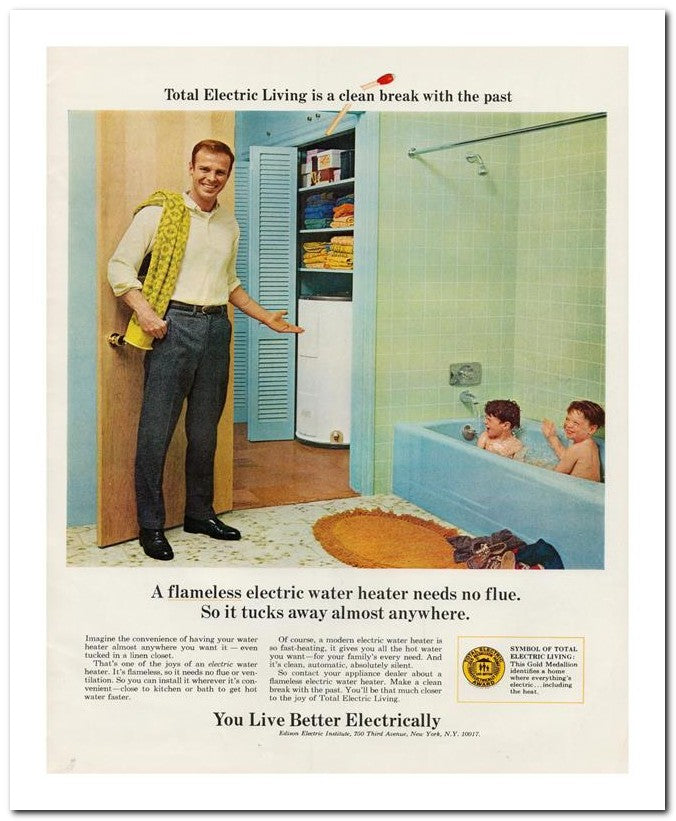 8x10 Vintage Ad 1967 A Flameless Electric Water Heater Needs No 02062502434