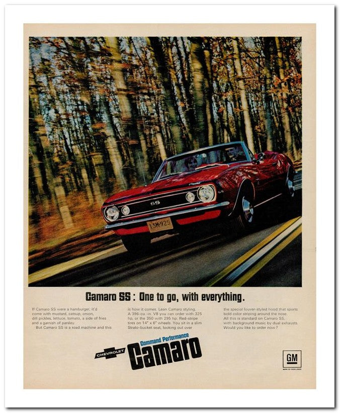 8x10 Vintage Ad 1967 Camaro 02062502474