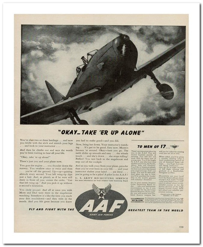 8x10 Vintage Ad 1943 Aaf 02062502611