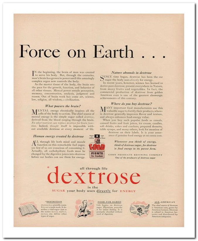8x10 Vintage Ad 1943 Dextrose 02062502623