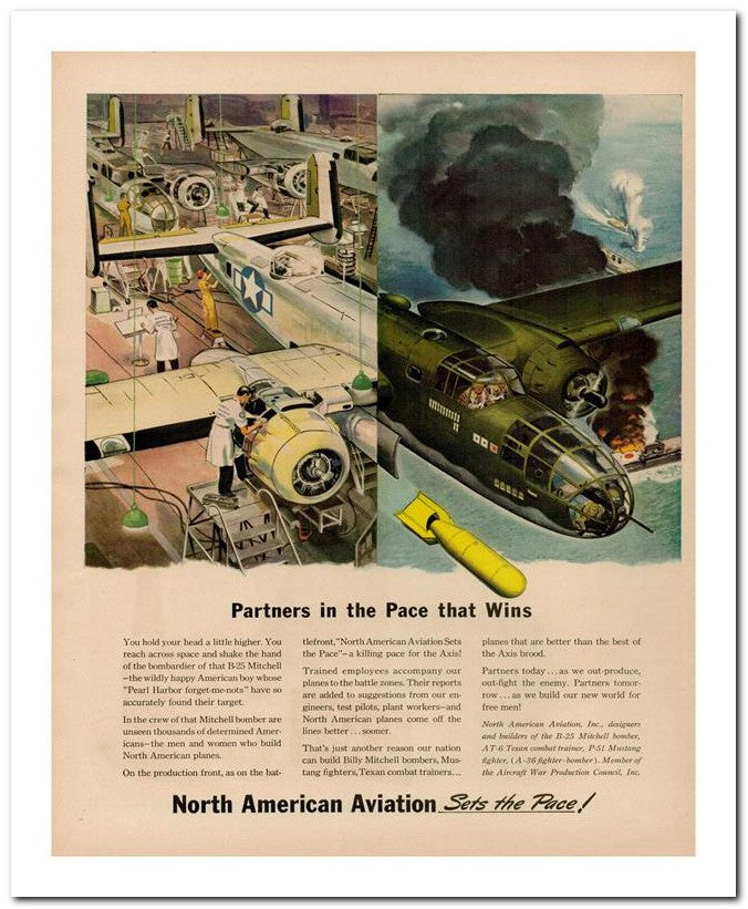 8x10 Vintage Ad 1944 North American Aviation Sets The Pace 02062502655