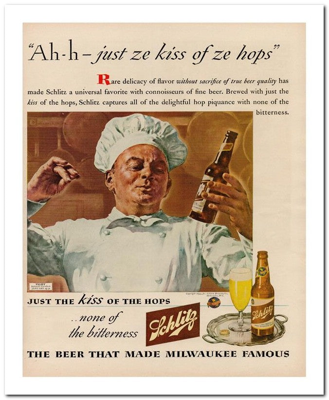 8x10 Vintage Ad 1944 Ah H Just Ze Kiss Of 02062502666