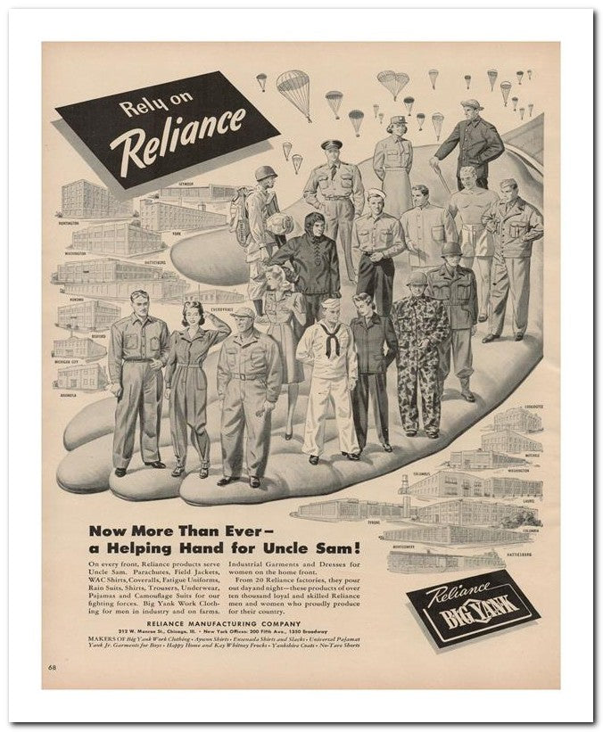 8x10 Vintage Ad 1944 Reliance 02062502708