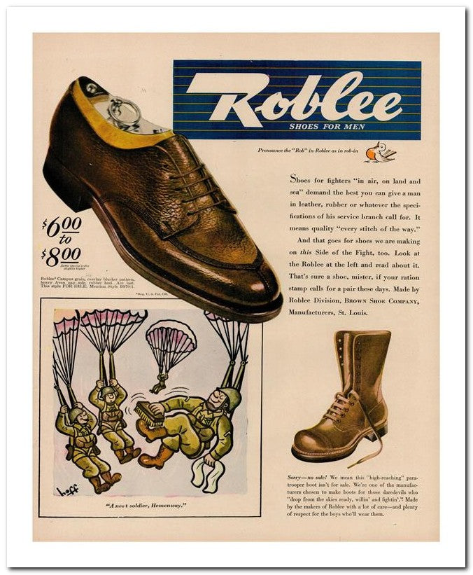 8x10 Vintage Ad 1944 Roblee 02062502740
