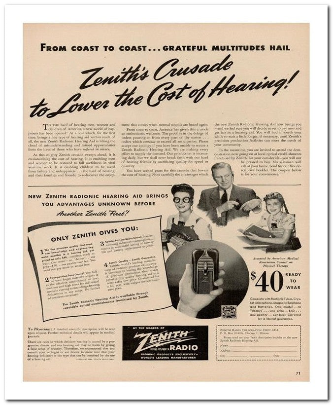 8x10 Vintage Ad 1944 Hearing 02062502760