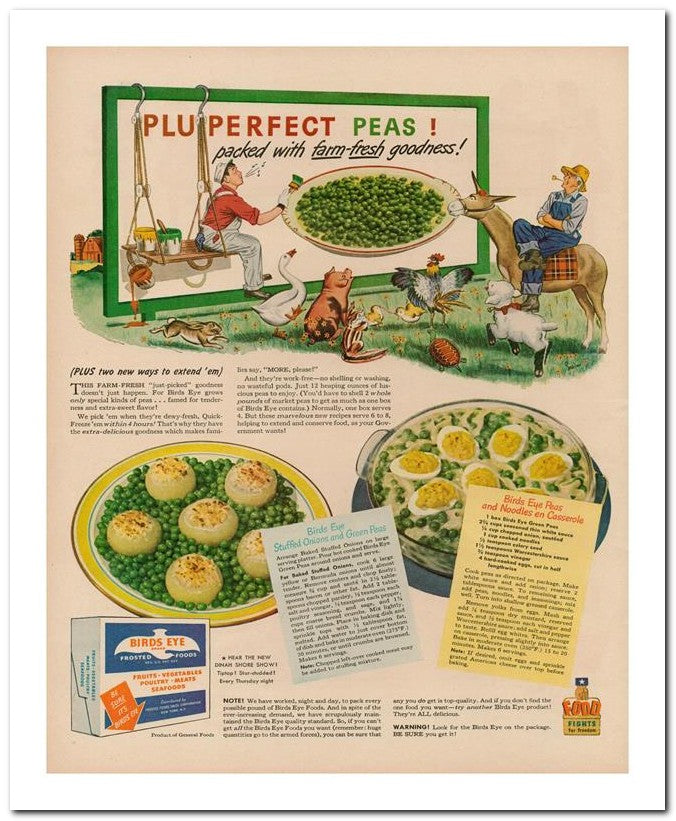 8x10 Vintage Ad 1944 Plu Perfect Peas 02062502783