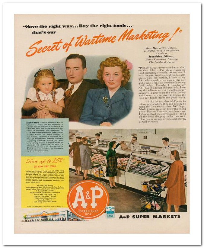 8x10 Vintage Ad 1944 A P 02062502820