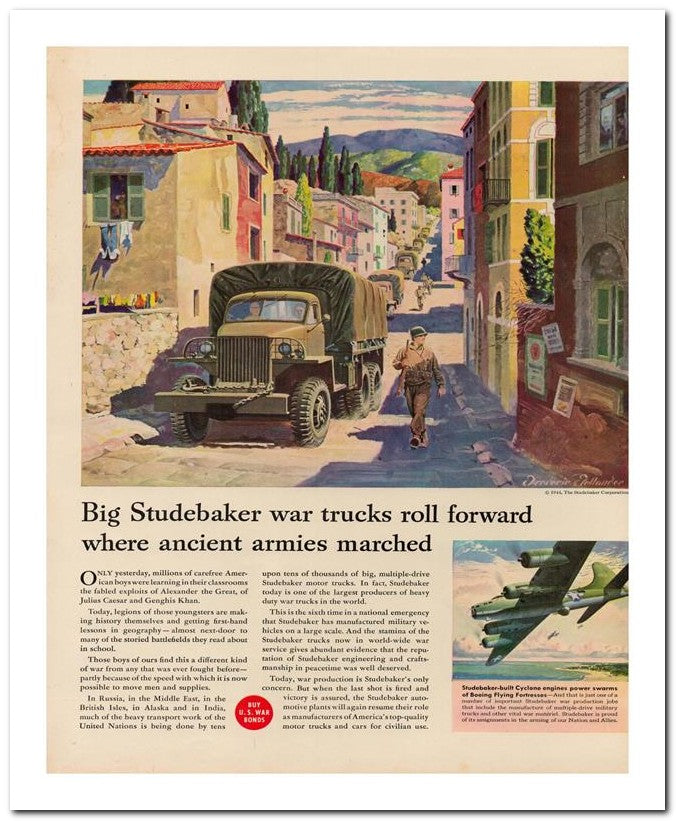 8x10 Vintage Ad 1944 Big Studebaker War Trucks Roll Forward 02062502866