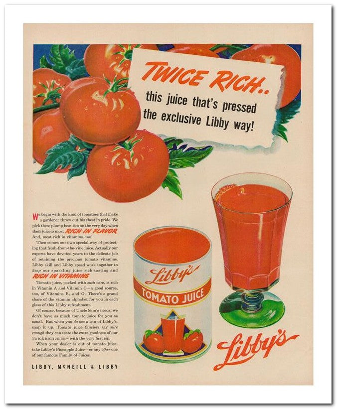 8x10 Vintage Ad 1944 Libby's 02062502880