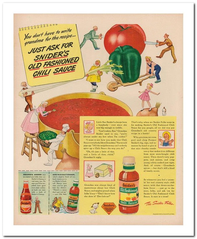 8x10 Vintage Ad 1944 Snider's 02062503021