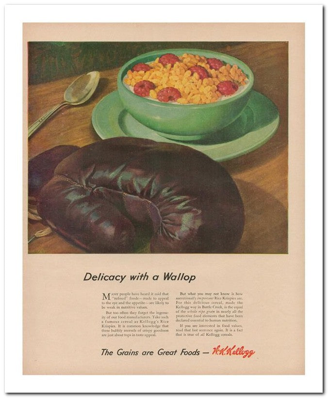 8x10 Vintage Ad 1944 The Grains Are Great Foods Kellogg 02062503047