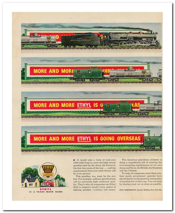8x10 Vintage Ad 1944 More And More Ethyl Is Going Overseas 02062503064