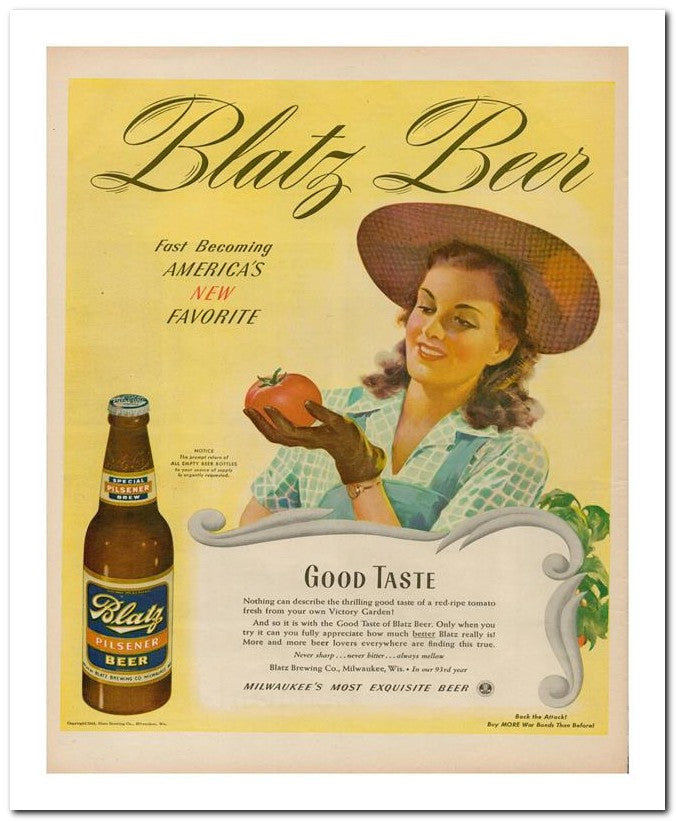 8x10 Vintage Ad 1944 Blatz 02062503131