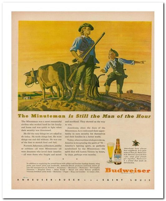8x10 Vintage Ad 1944 The Minuteman Is Still The Man Of The Hour 02062503157