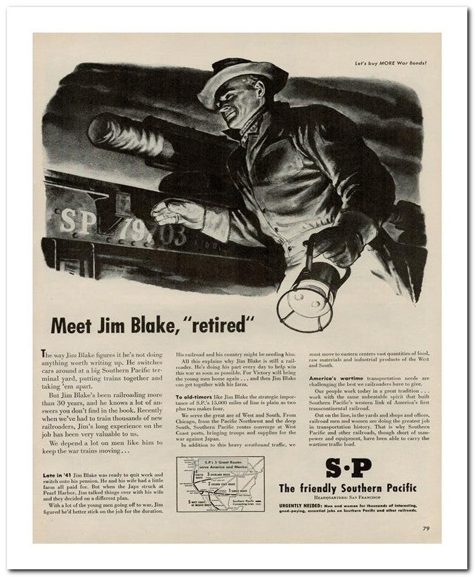8x10 Vintage Ad 1944 Meet Jim Blake Retired 02062503159