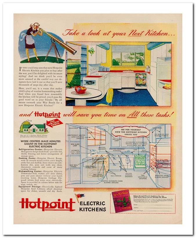 8x10 Vintage Ad 1944 Take A Look At Your Next Kitchen 02062503160