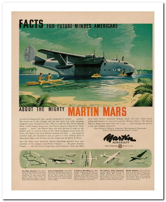 8x10 Vintage Ad 1944 Martin Mars 02062503173