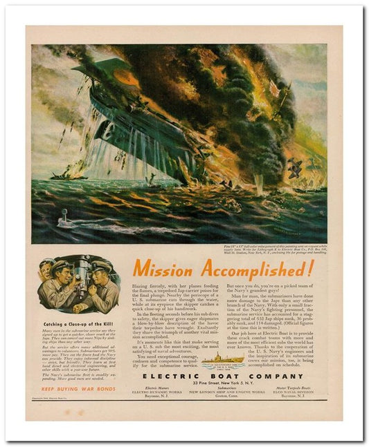 8x10 Vintage Ad 1944 Mission Accomplished 02062503190